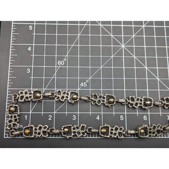 Guy Vidal Vtg Brutalist Modernist Silver Pewter Bronze Tone Ball Necklace 28" - Picture 10 of 10